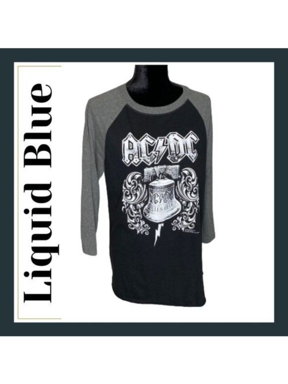Liquid Blue AC/DC Womens M Raglan Graphic Band T Shirt 3/4 Sleeve Cotton